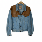 Cimarron Leather Denim Jacket Large - Funkify