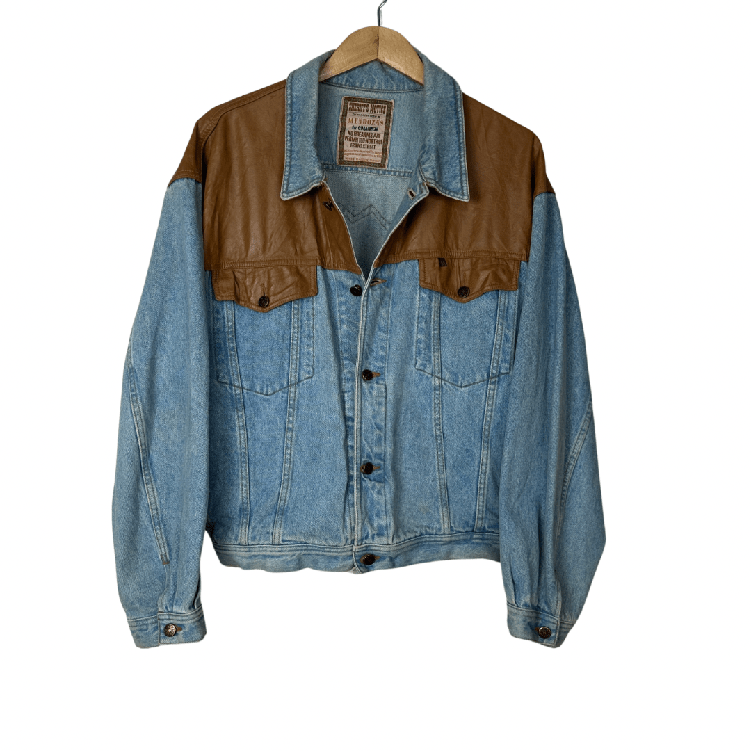 Cimarron Leather Denim Jacket Large - Funkify