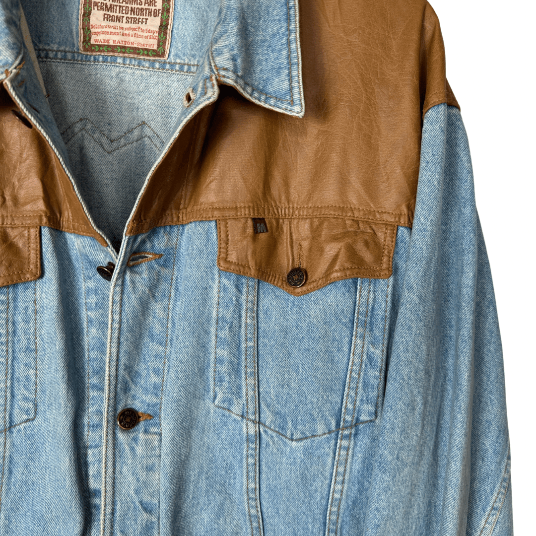 Cimarron Leather Denim Jacket Large - Funkify