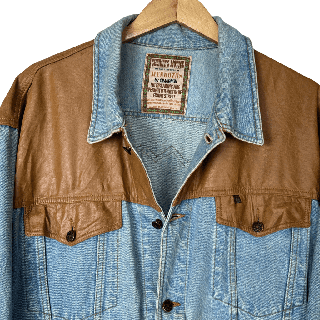 Cimarron Leather Denim Jacket Large - Funkify