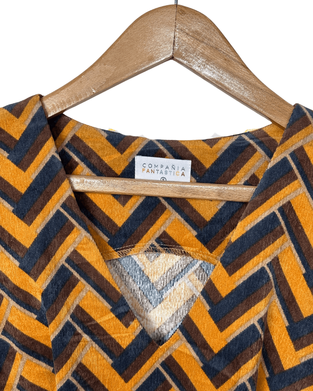 Compañía Fantástica Geometric Print Corduroy Dress Small - Funkify