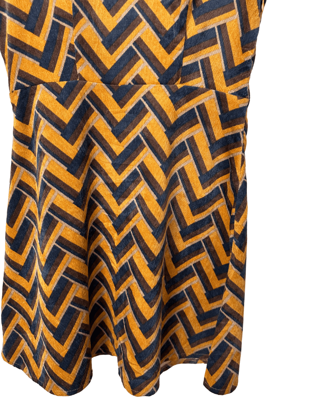 Compañía Fantástica Geometric Print Corduroy Dress Small - Funkify
