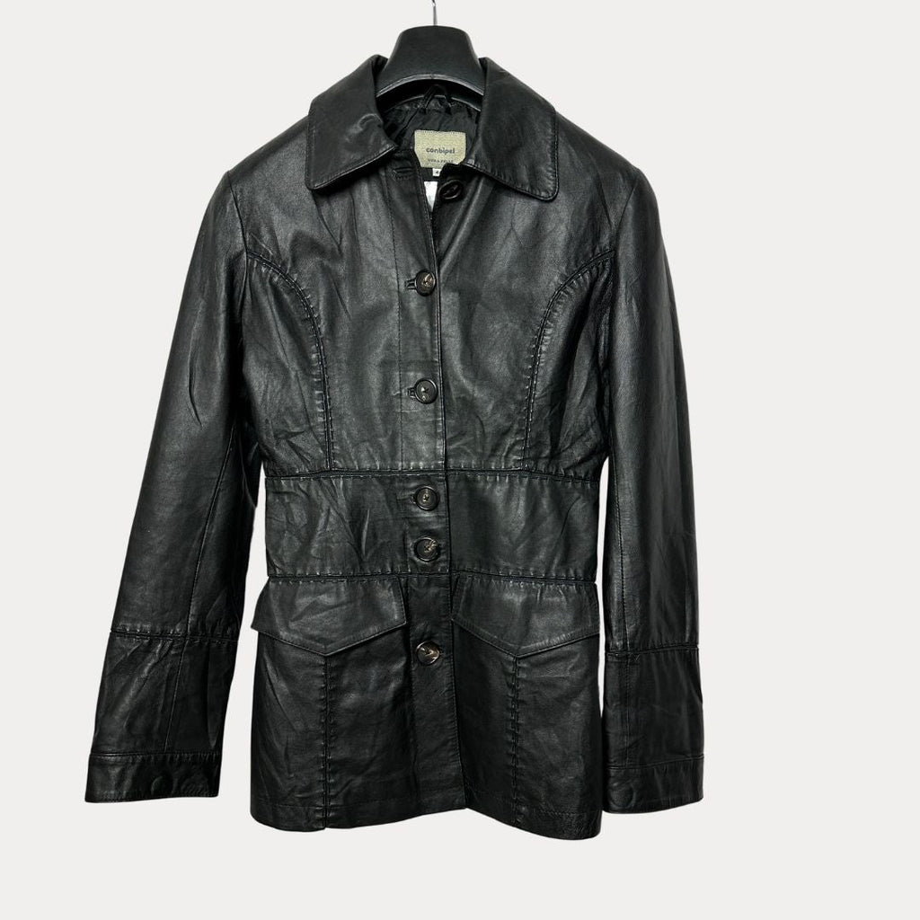Conbipel Vera Pelle Womens Genuine Leather Coat Small - Funkify