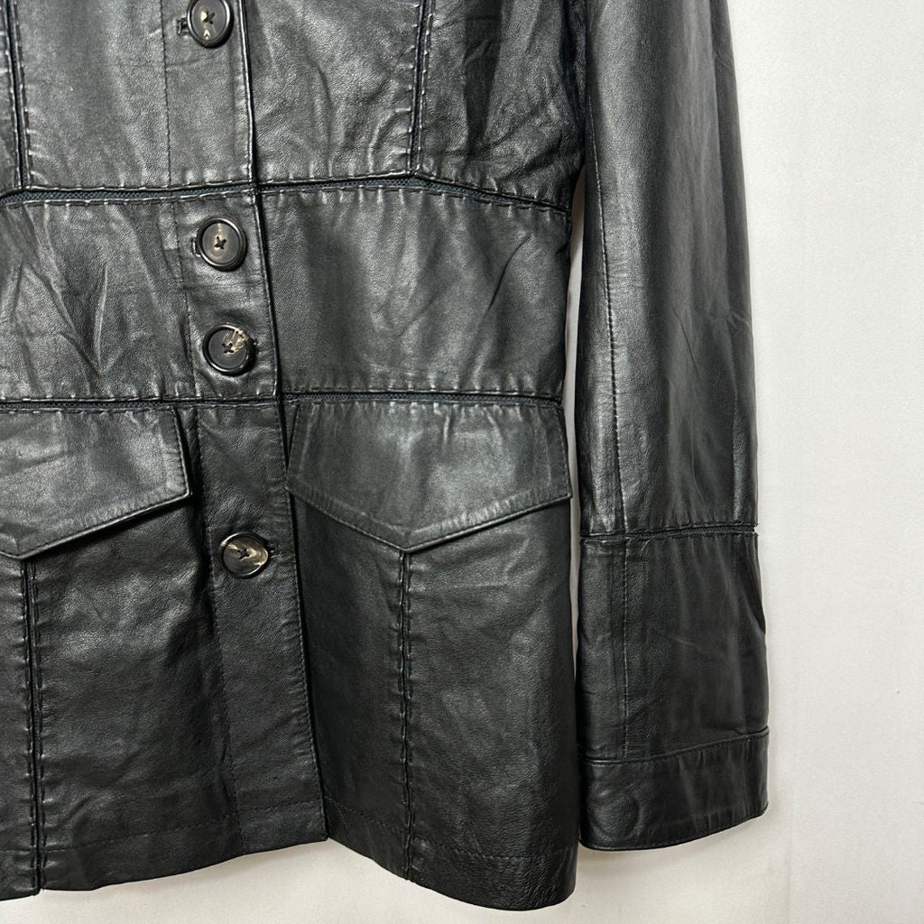 Conbipel Vera Pelle Womens Genuine Leather Coat Small - Funkify