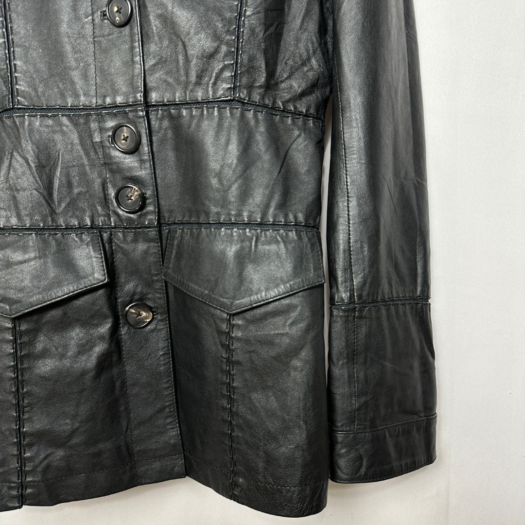 Conbipel Vera Pelle Womens Genuine Leather Coat Small - Funkify