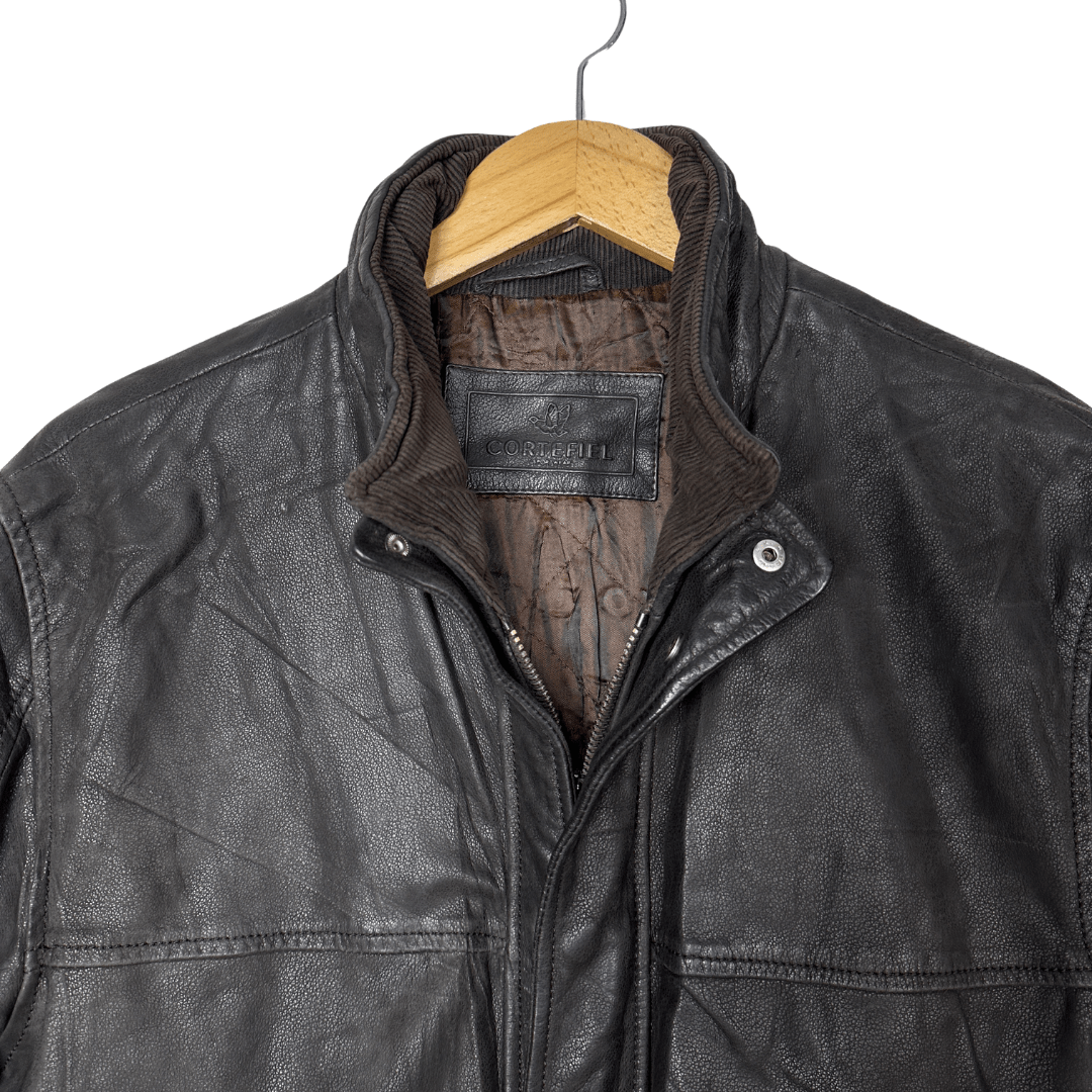 Cortefil Utility Mid-Length Leather Jacket Large - Funkify