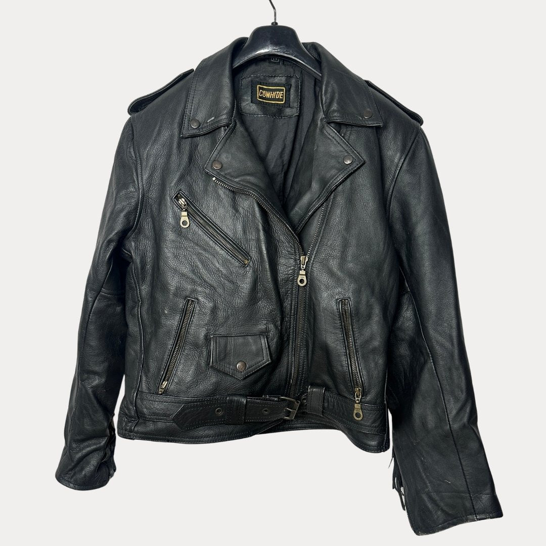 Cowhide Western Style Fringe Genuine Leather Jacket - Funkify
