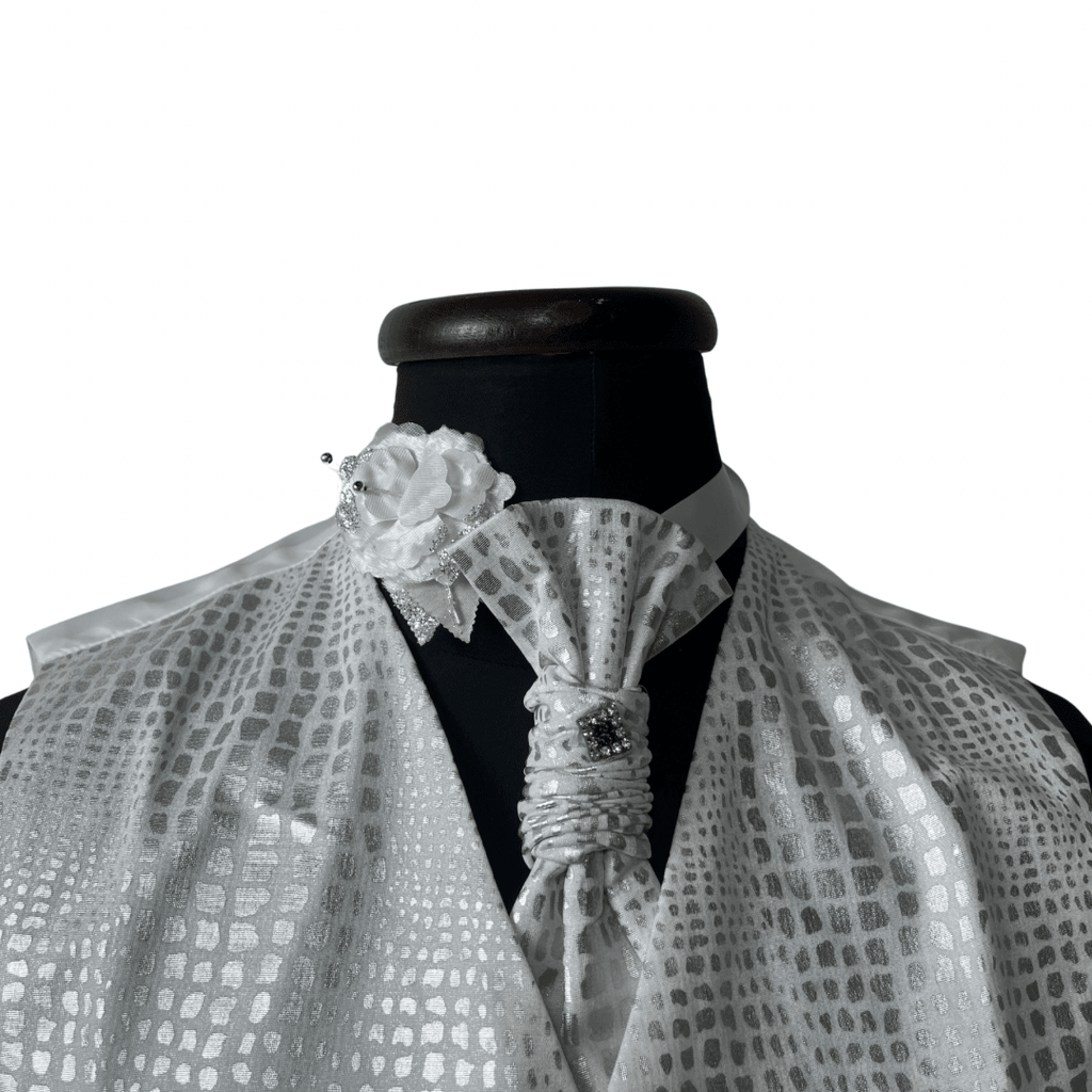 Crocodile Pattern Vest, Slip-on Necktie & Boutonnière Set Large - Funkify