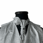 Crocodile Pattern Vest, Slip-on Necktie & Boutonnière Set Large - Funkify