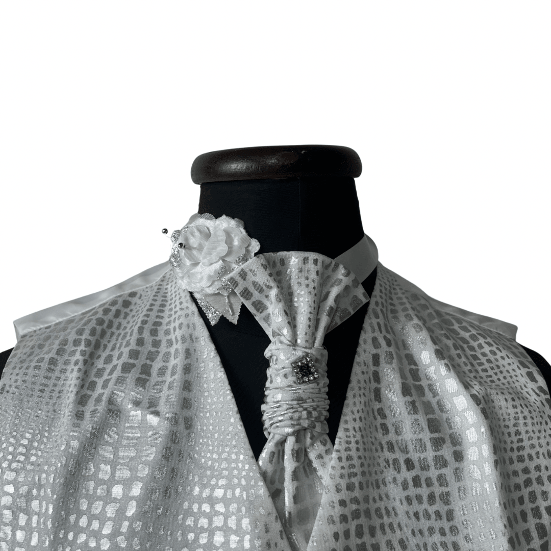 Crocodile Pattern Vest, Slip-on Necktie & Boutonnière Set Large - Funkify