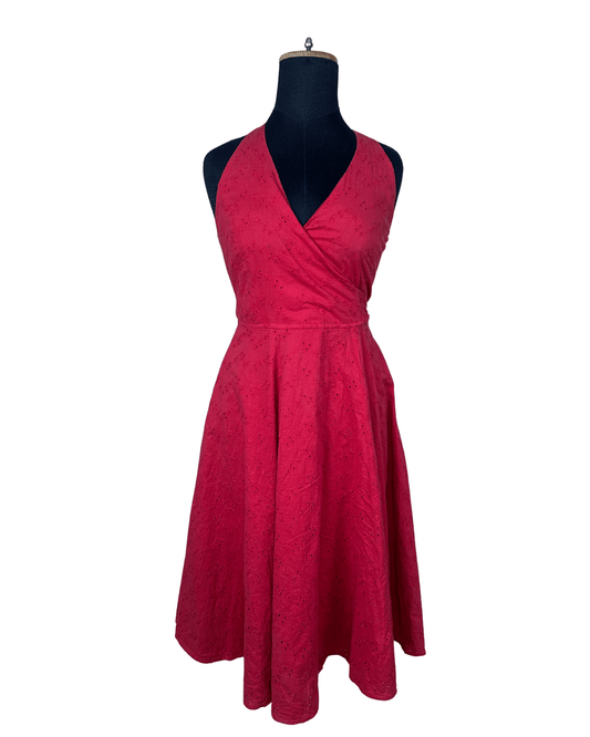 Crossroads Halter Neck Red Dress - Size 10 - Funkify