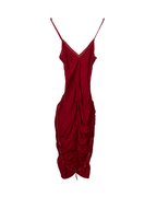 Cultura Red Drawstring Ruched Dress Small - Funkify