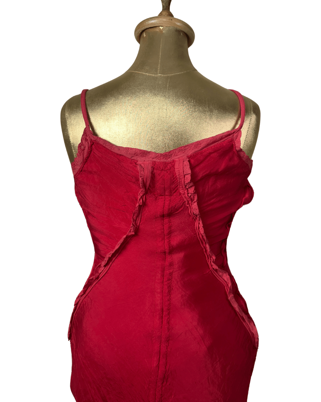 Cultura Red Drawstring Ruched Dress Small - Funkify