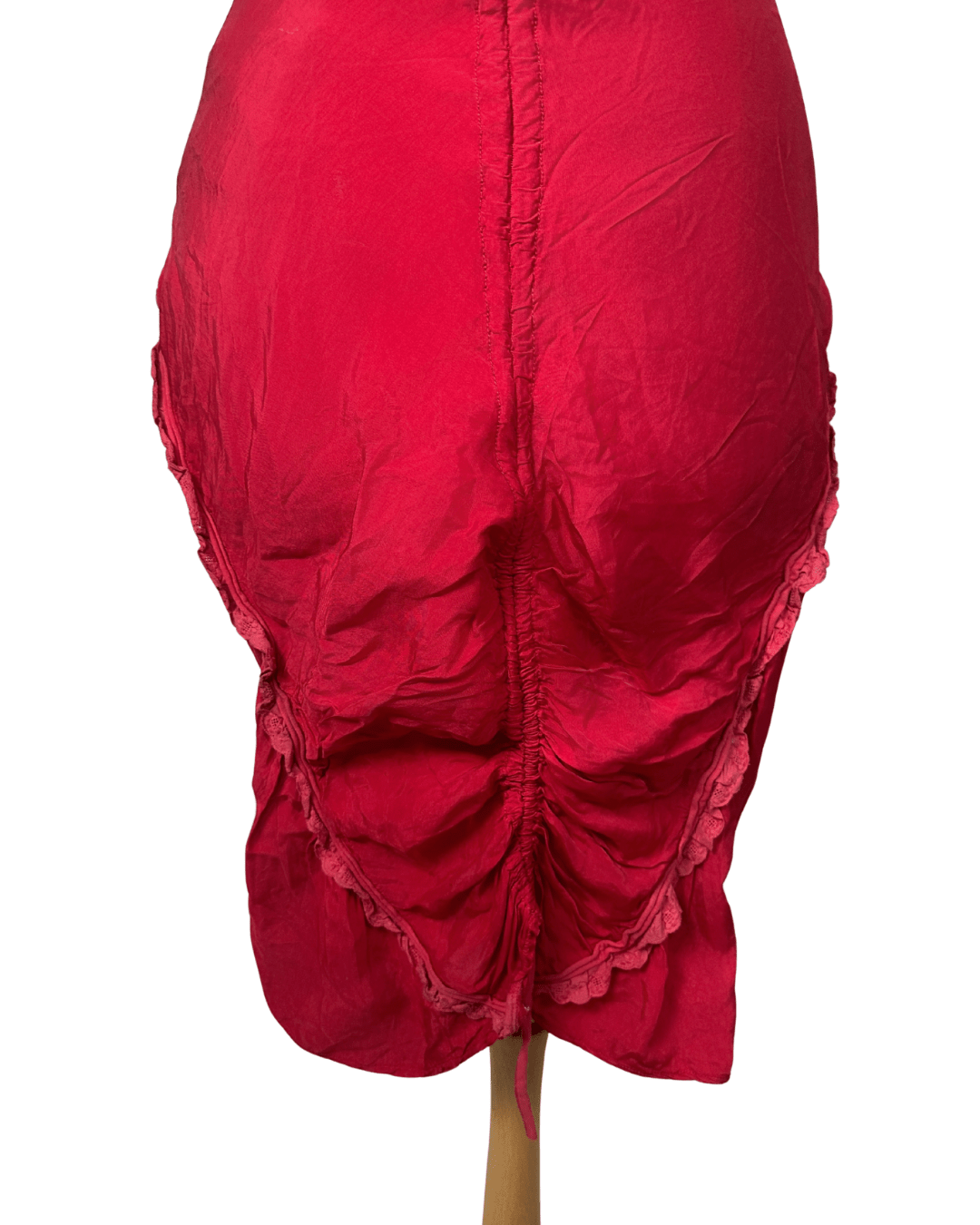 Cultura Red Drawstring Ruched Dress Small - Funkify