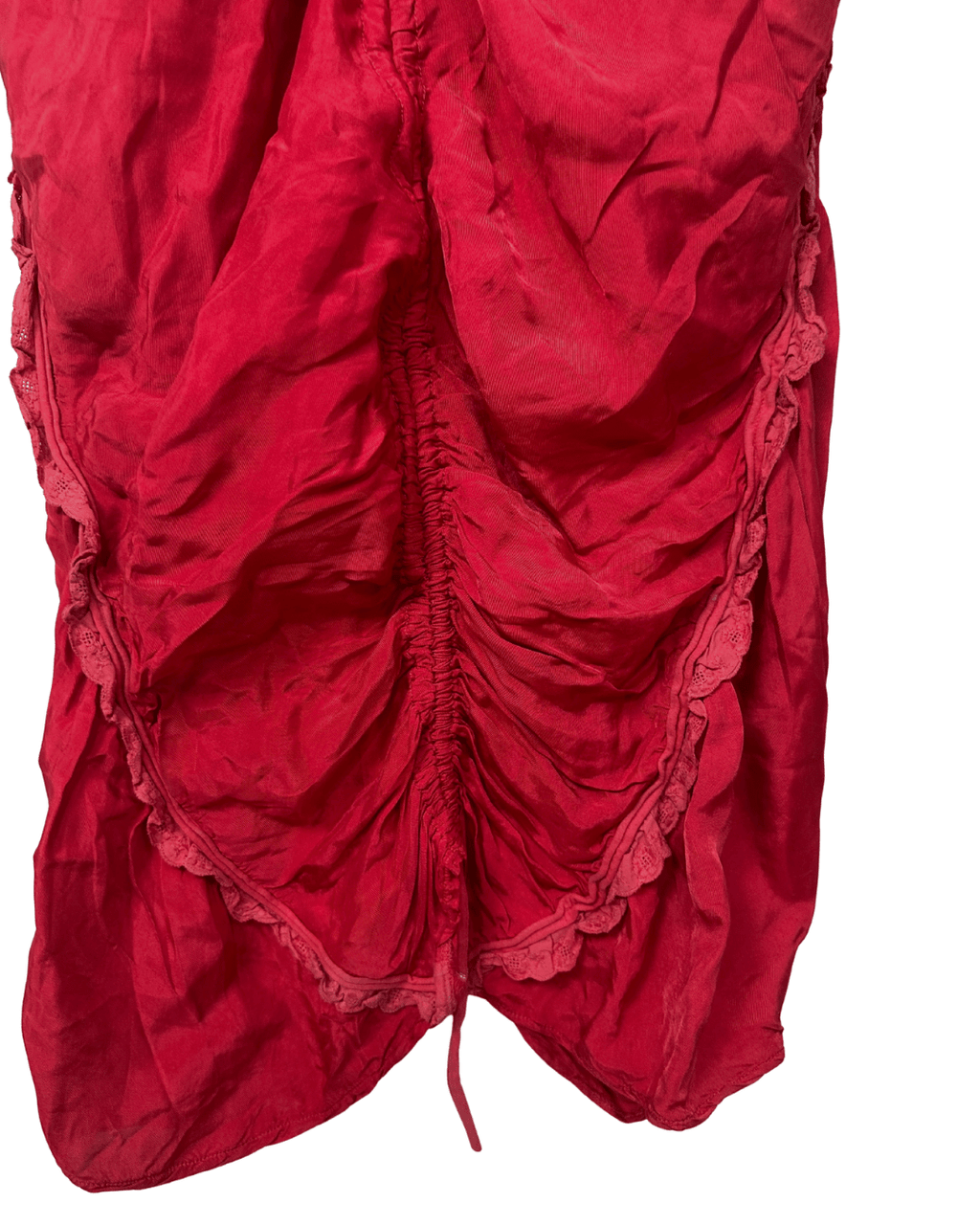 Cultura Red Drawstring Ruched Dress Small - Funkify