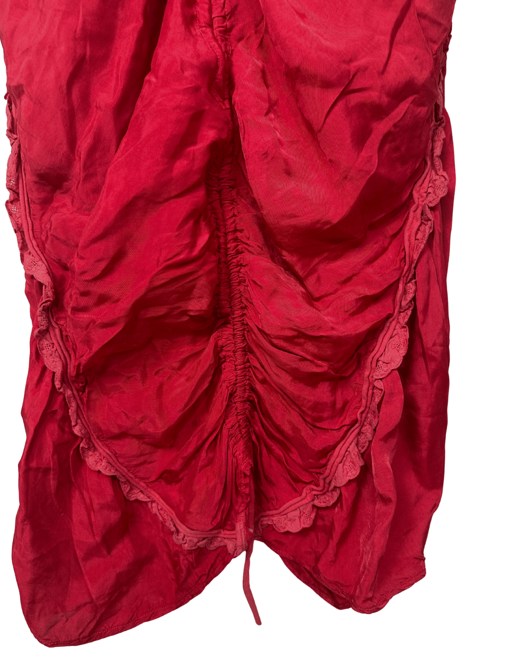 Cultura Red Drawstring Ruched Dress Small - Funkify