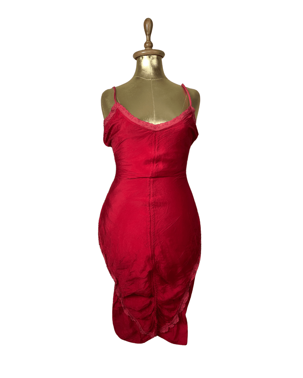 Cultura Red Drawstring Ruched Dress Small - Funkify