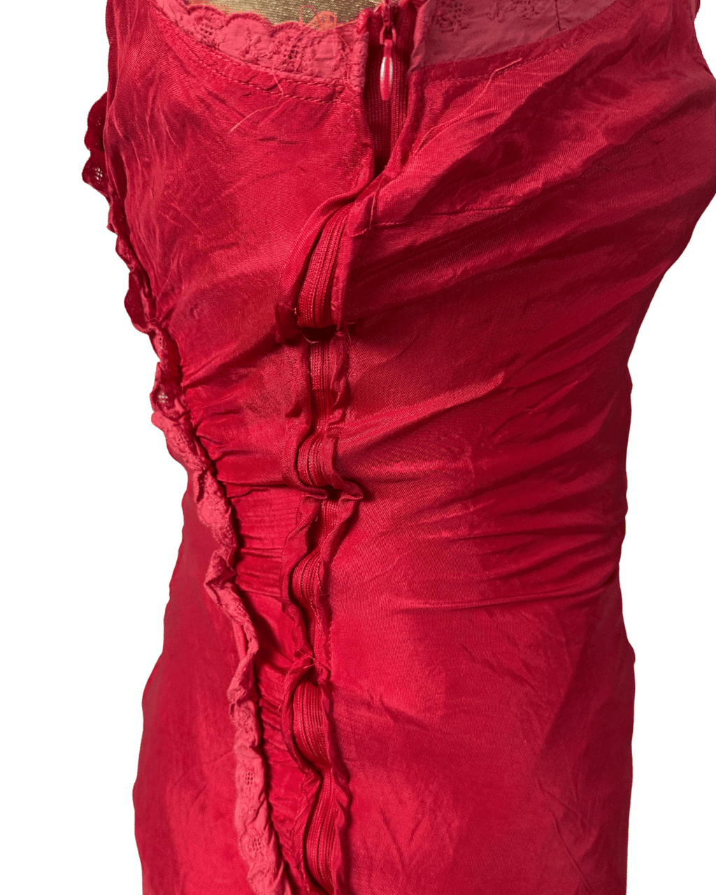 Cultura Red Drawstring Ruched Dress Small - Funkify