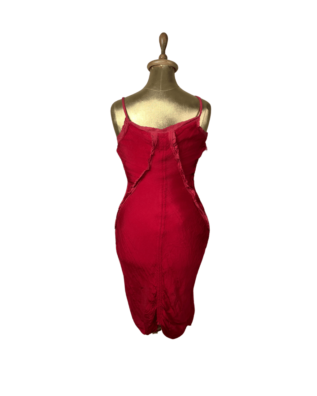 Cultura Red Drawstring Ruched Dress Small - Funkify