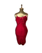 Cultura Red Drawstring Ruched Dress Small - Funkify
