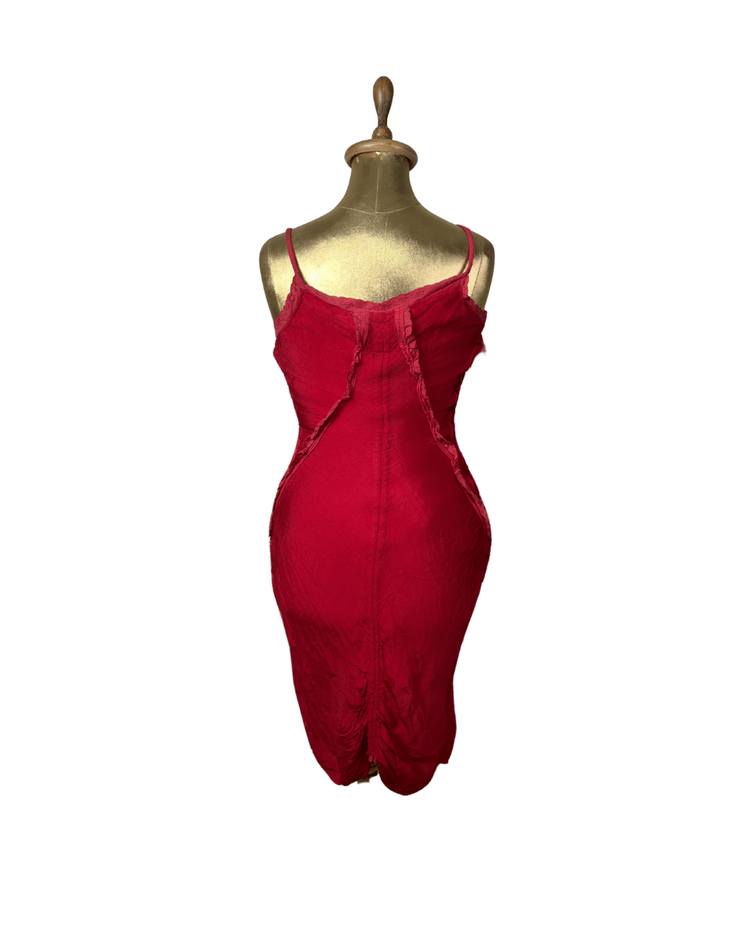 Cultura Red Drawstring Ruched Dress Small - Funkify