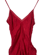 Cultura Red Drawstring Ruched Dress Small - Funkify