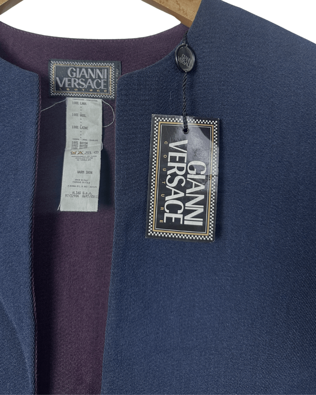 Deadstock Vintage Gianni Versace Couture Wool Women's Open Front Blazer - Funkify