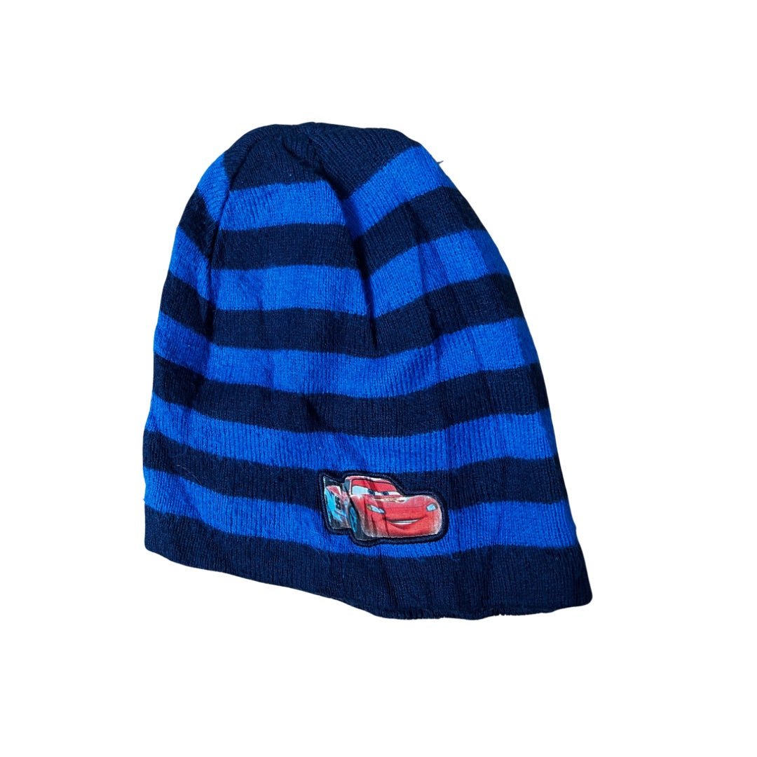 Disney Striped Cars Beanie - Lightning McQueen Patch - Funkify