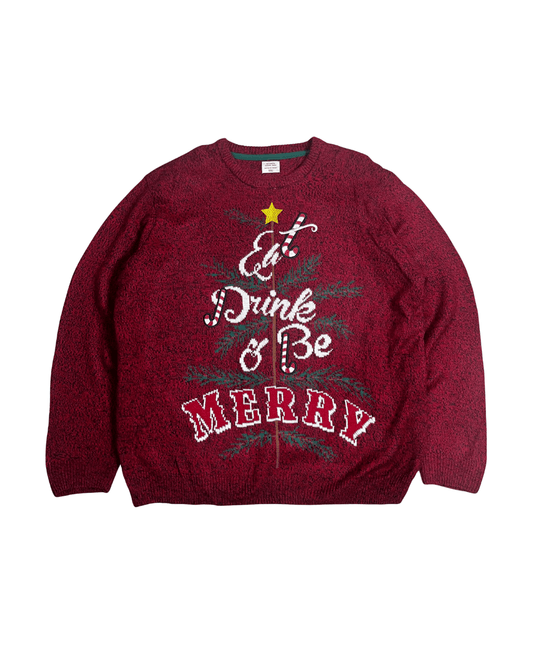 Eat Drink & Be Merry Christmas Sweater 2XL - Funkify