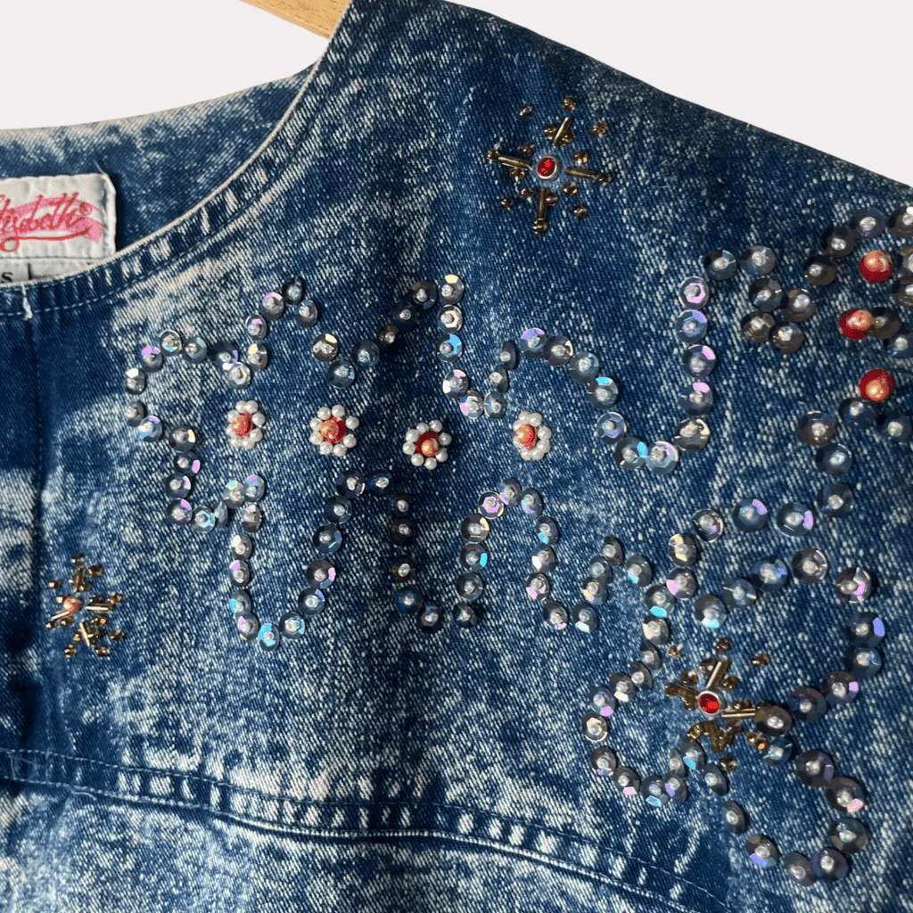 Elizabeth 80s Vest with Rhinestones Medium - Funkify