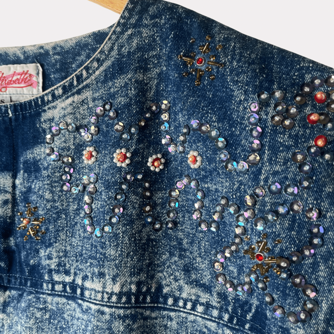Elizabeth 80s Vest with Rhinestones Medium - Funkify