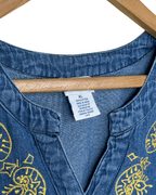 Embroidered Denim Blouse XL - Funkify