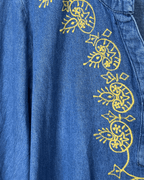 Embroidered Denim Blouse XL - Funkify