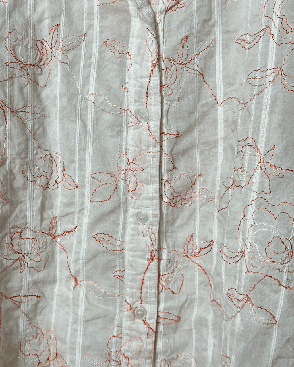 Embroidered Floral Textured Shirt - Women's XL - Funkify