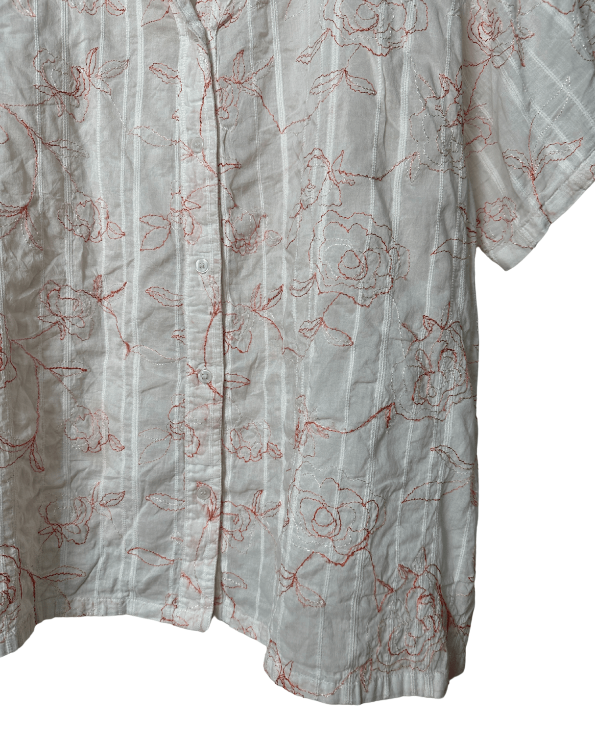 Embroidered Floral Textured Shirt - Women's XL - Funkify