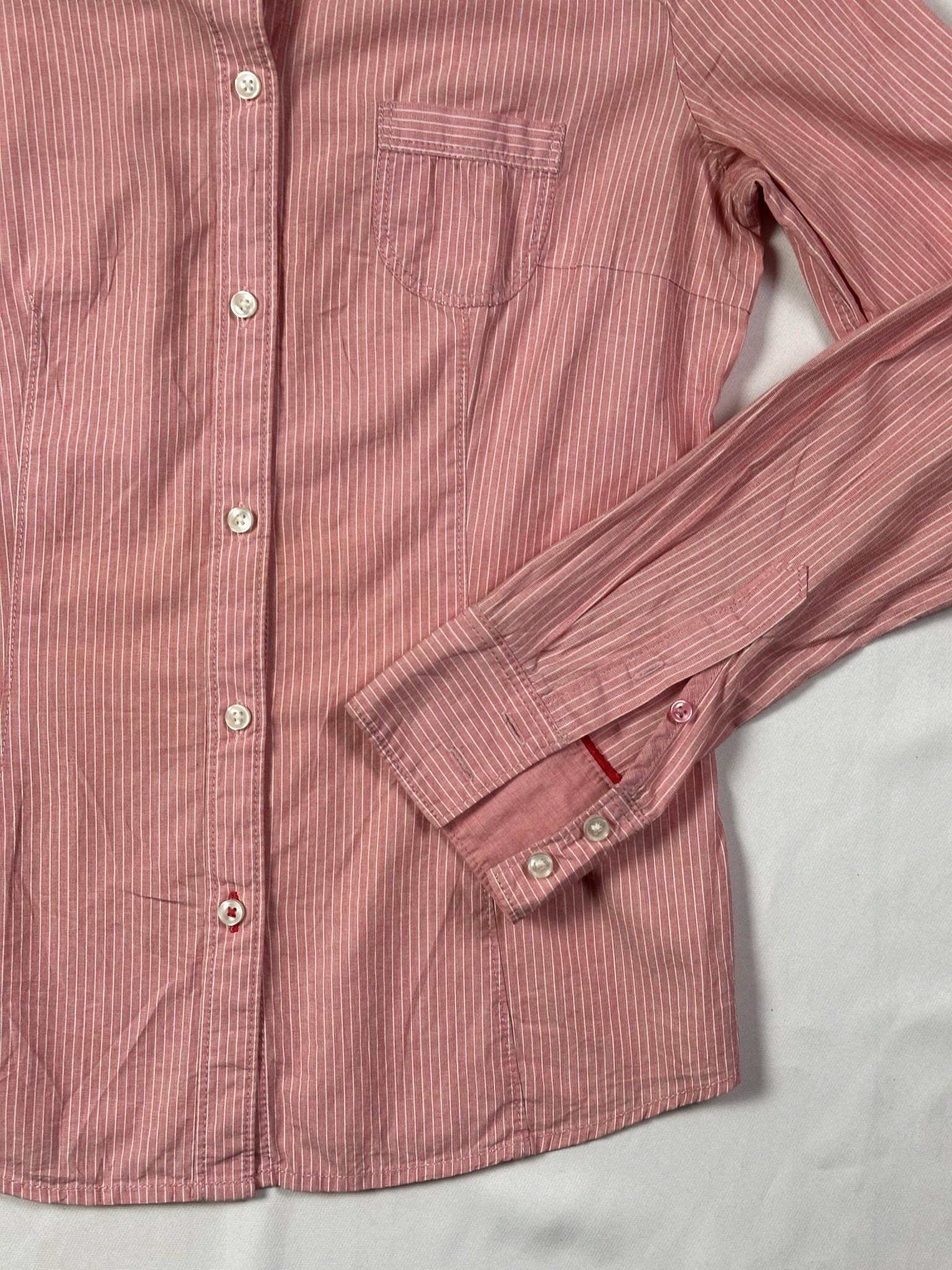 Esprit Pink Stripe Fitted Shirt - Funkify