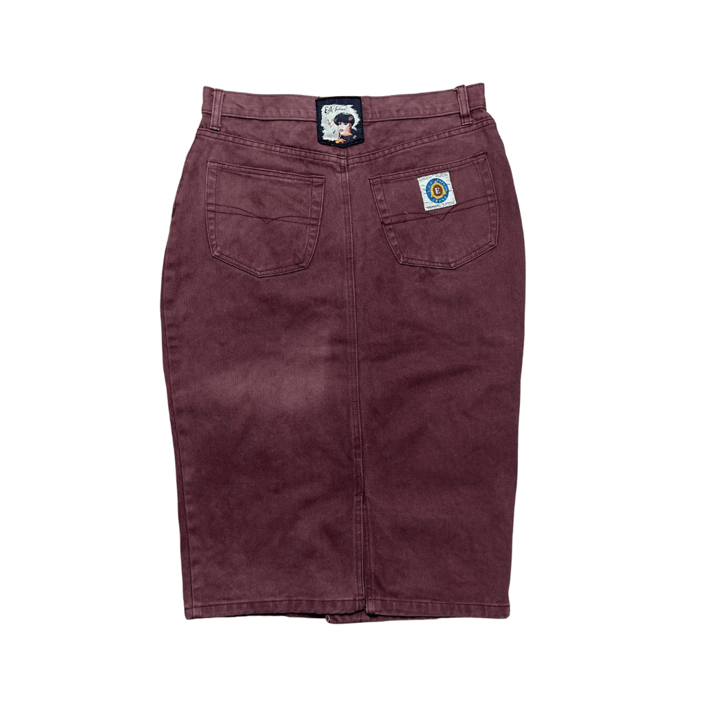 Eva Fashion Maroon Denim Skirt - Funkify