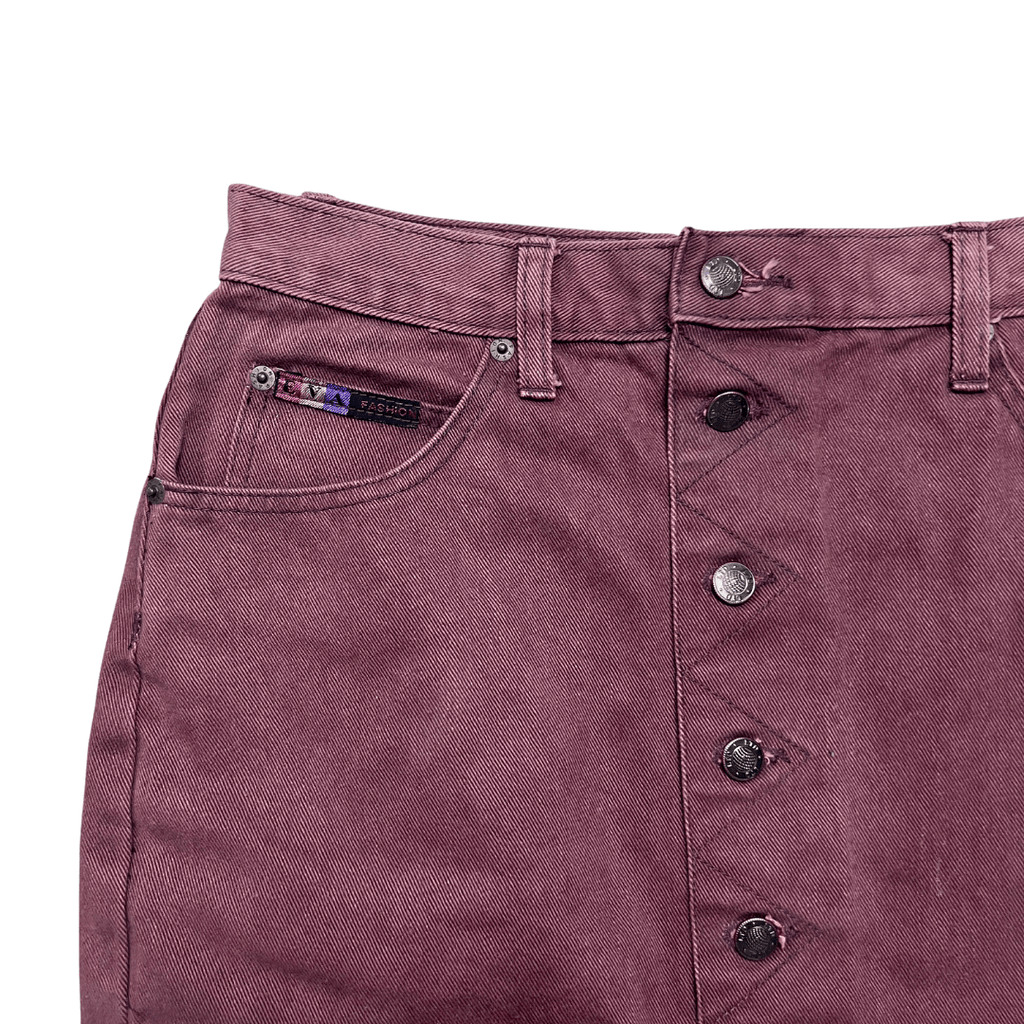 Eva Fashion Maroon Denim Skirt - Funkify