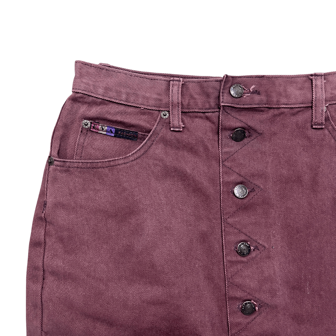 Eva Fashion Maroon Denim Skirt - Funkify