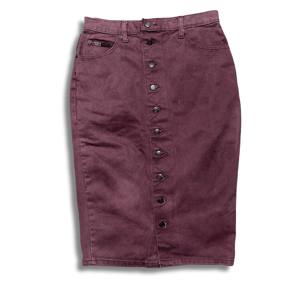 Eva Fashion Maroon Denim Skirt - Funkify