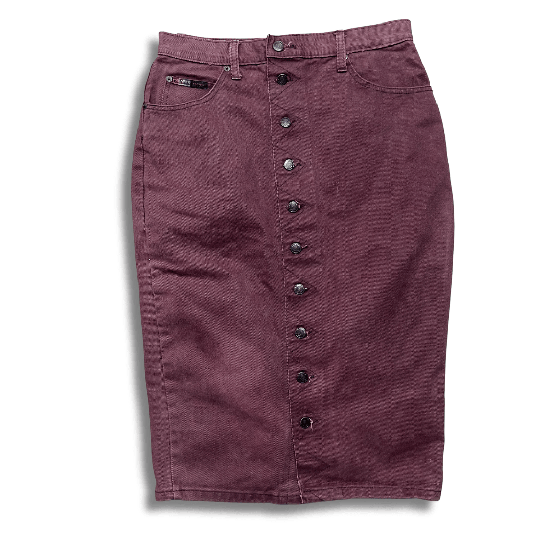 Eva Fashion Maroon Denim Skirt - Funkify
