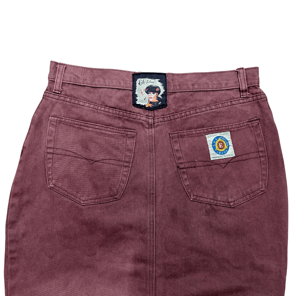 Eva Fashion Maroon Denim Skirt - Funkify
