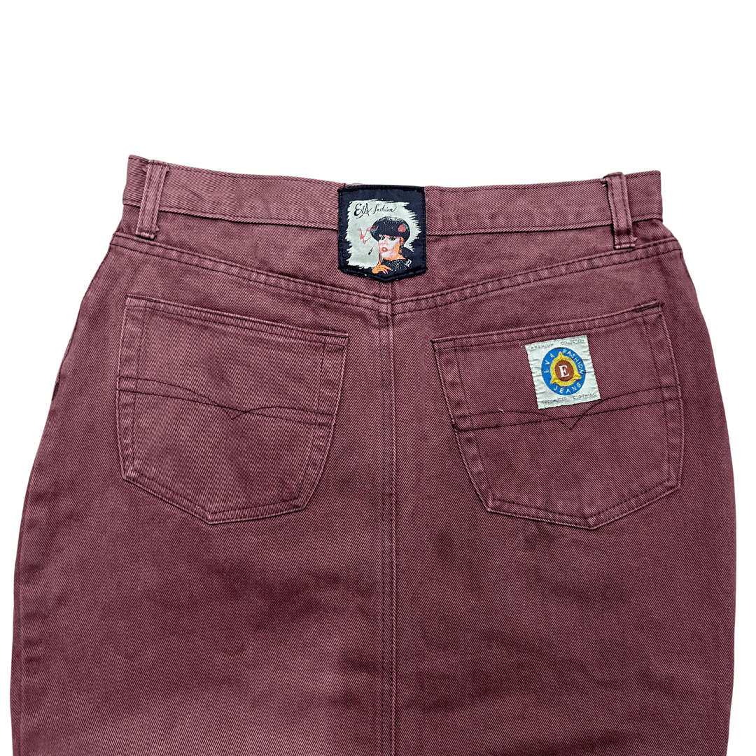 Eva Fashion Maroon Denim Skirt - Funkify
