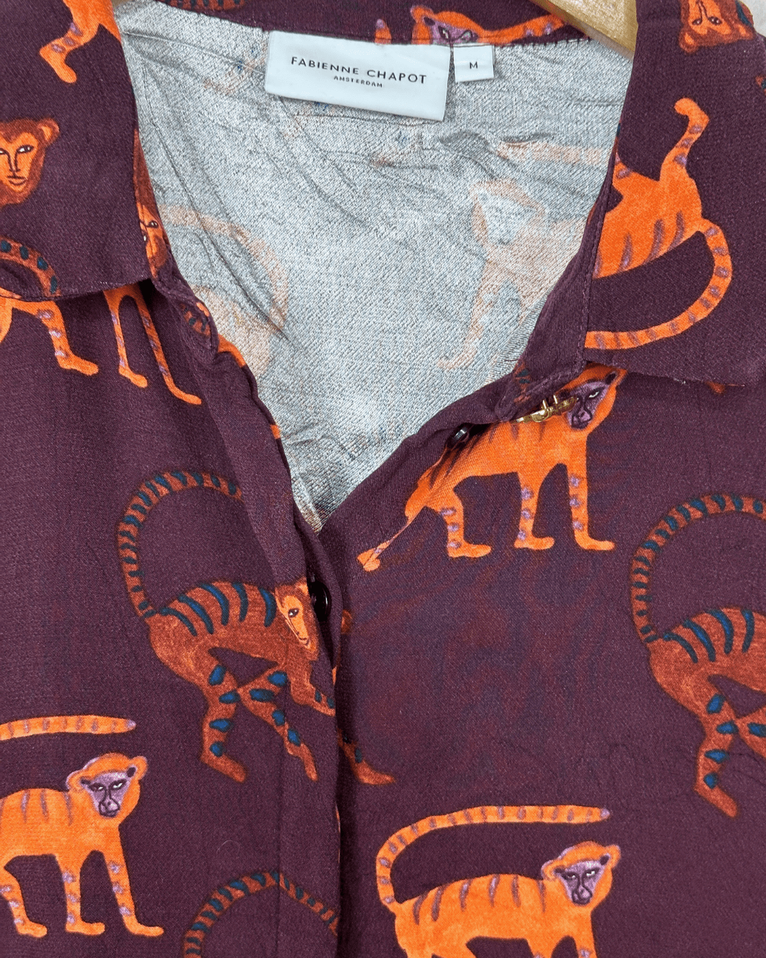Fabienne Chapot Animal Print Long Sleeve Blouse Medium - Funkify