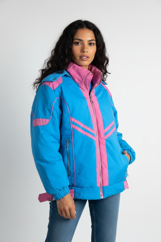  model wearing VD Fashion fleece-lined jacket