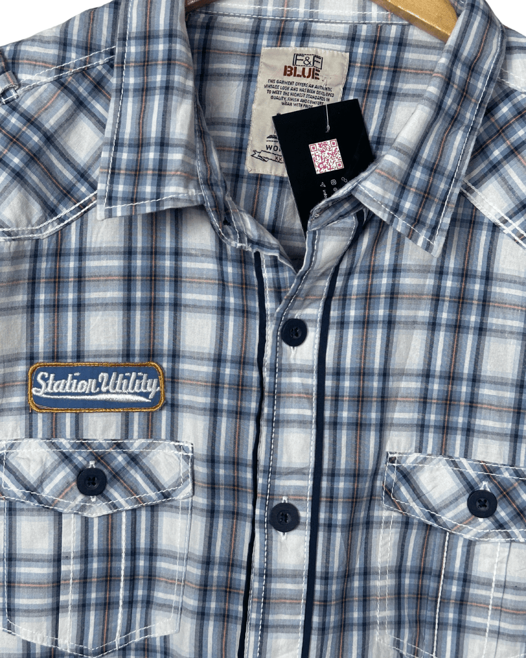 F&F Blue Plaid Short Sleeve Shirt – 2XL - Funkify