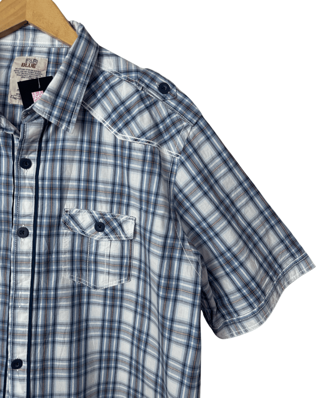 F&F Blue Plaid Short Sleeve Shirt – 2XL - Funkify