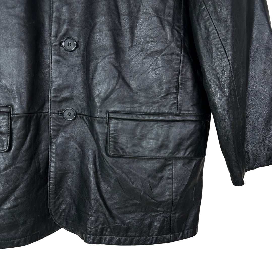 Fishtank Black Leather Jacket Large - Funkify