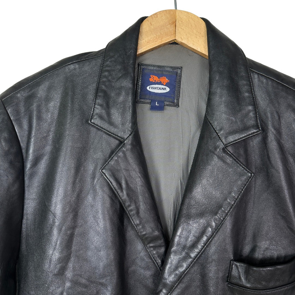 Fishtank Black Leather Jacket Large - Funkify