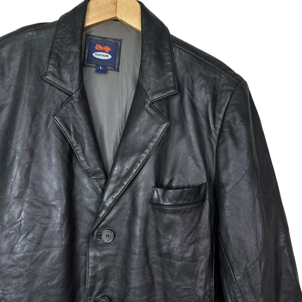 Fishtank Black Leather Jacket Large - Funkify